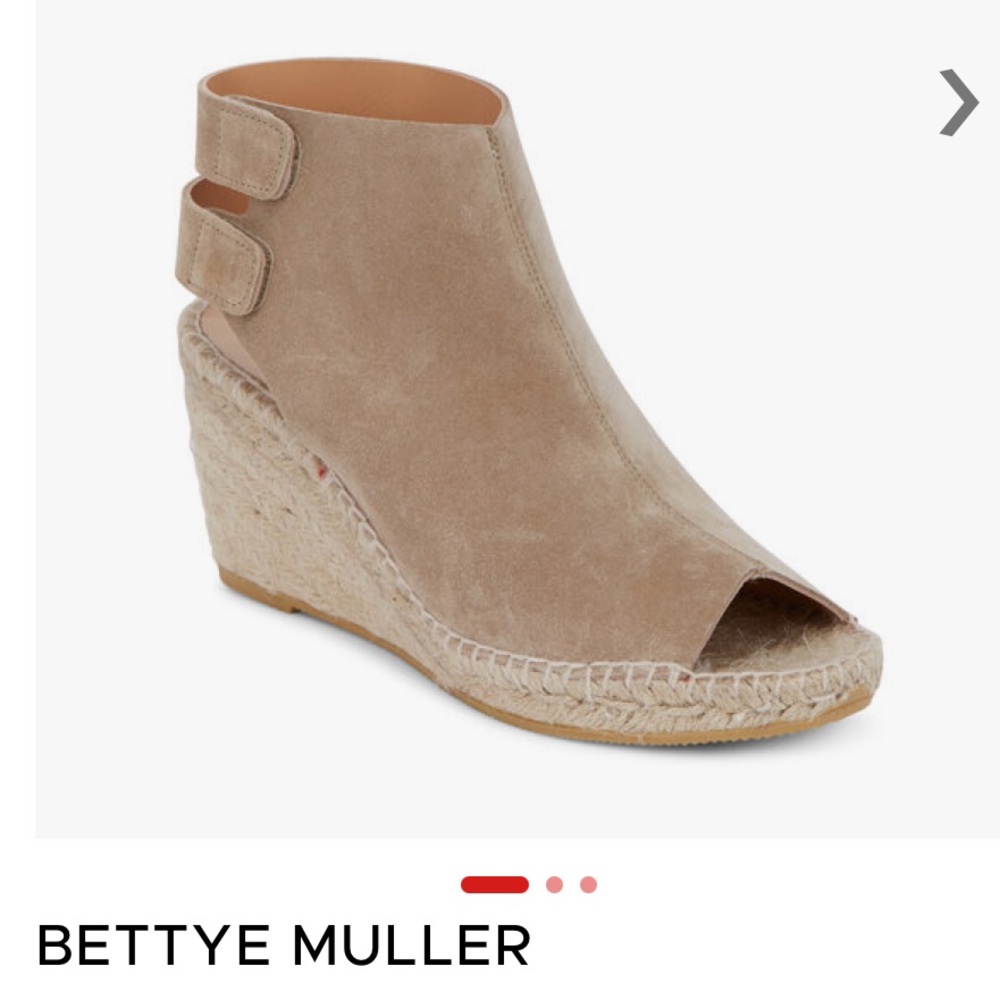 50%offw❤️ BETTYE MULLER Taupe Suede Peep-Toe Espadrille, 75mm 40 size 9 s38
